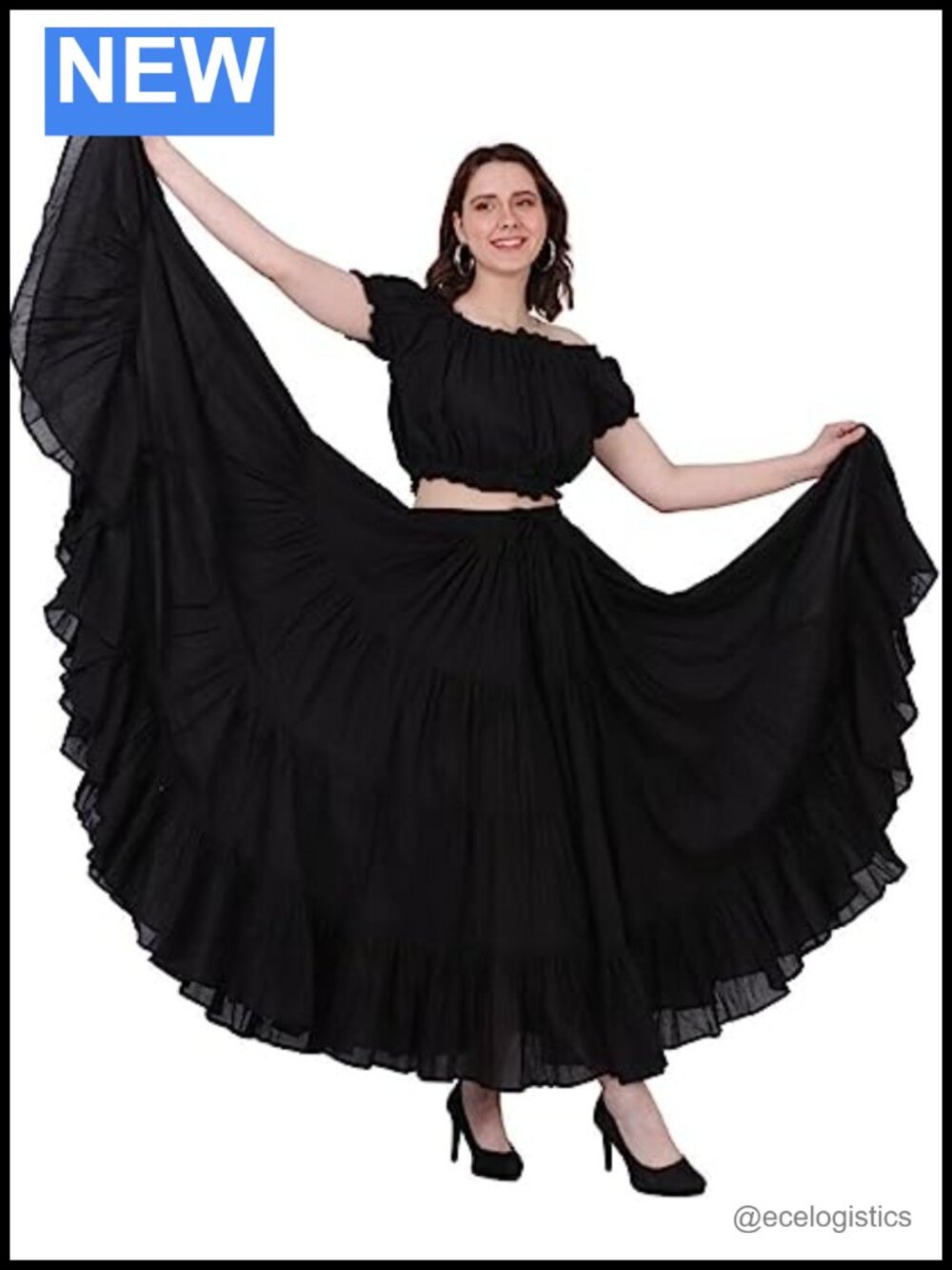 Flowy Tiered Cotton Maxi Skirt